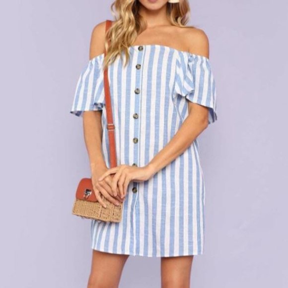 SHEIN Dresses & Skirts - New SHEIN Off the Shoulder Button Dress